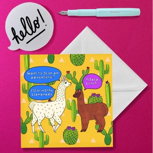 Llama - Alpaca - Greeting card - Designed and printed in the UK - Funny card - Humour - Humor - animal card
