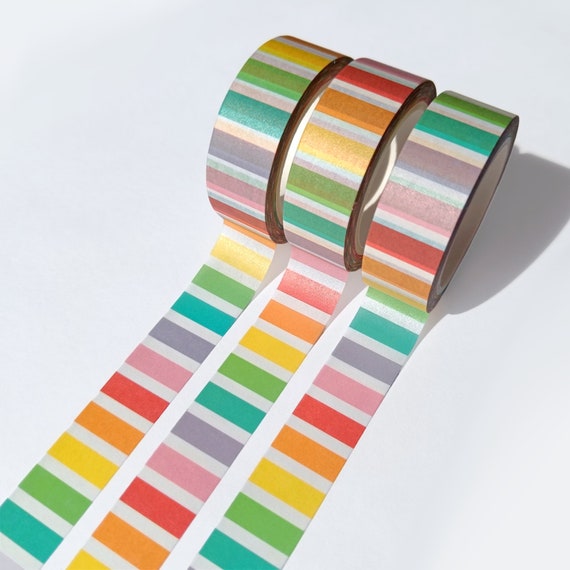 Colourful Rainbow Washi Tape, Rainbow Stripe Washi Tape, Multicoloured  Decorative Tape, Recyclable Paper Tape, Bright Planner Stationery 