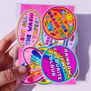Rainbow Sticker Pack - Vinili colorati - Divertenti adesivi carini - Multi colore - Cancelleria - Planner - Cartolina positiva - Confezione da 10