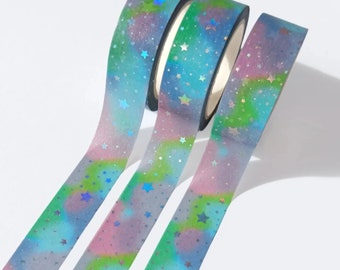 Star holographic foil washi tape - rainbow tape - masking tape - planner tape - rainbow stationery - bright tape - paper tape - colour