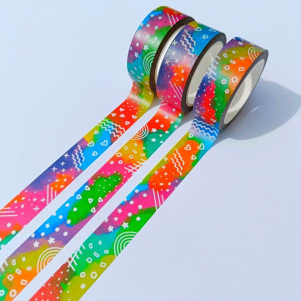 Regenbogen Doodle Washi Tape - Regenbogen Tape - Planer Tape - Planer Tape - buntes Klebeband - Papier Tape - Farbe