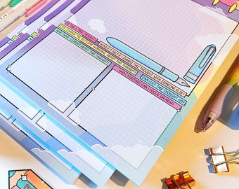 Words of Worry Pad - Colourful Self Care Notepad - Thoughts Desk Pad - Self Care Notebook - Positive Gift For Her