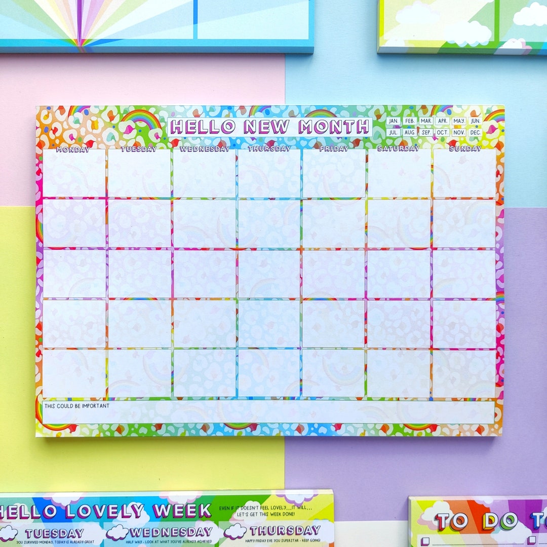 Rainbow Desk Pad - Leopard Print Pad - Planner Pad - A4 Monthly to Do ...
