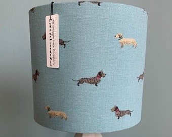 Dog Teal Blue Handmade Lampshade with Sophie Allport NEW Dachshund Fabric