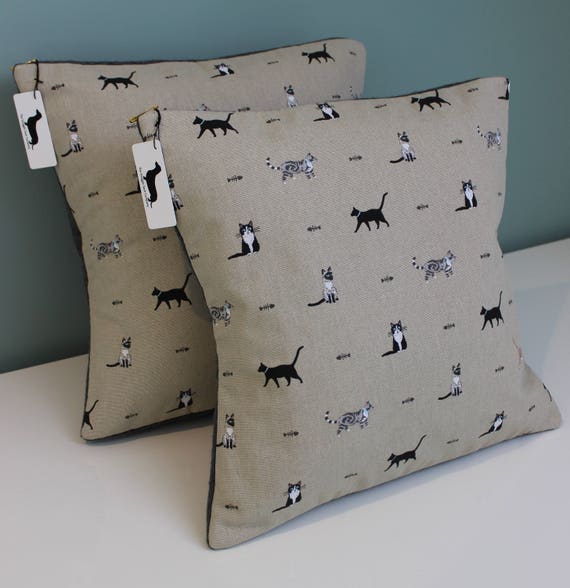 Cat Cushion Covers Designer Fabric by Sophie Allport Etsy
