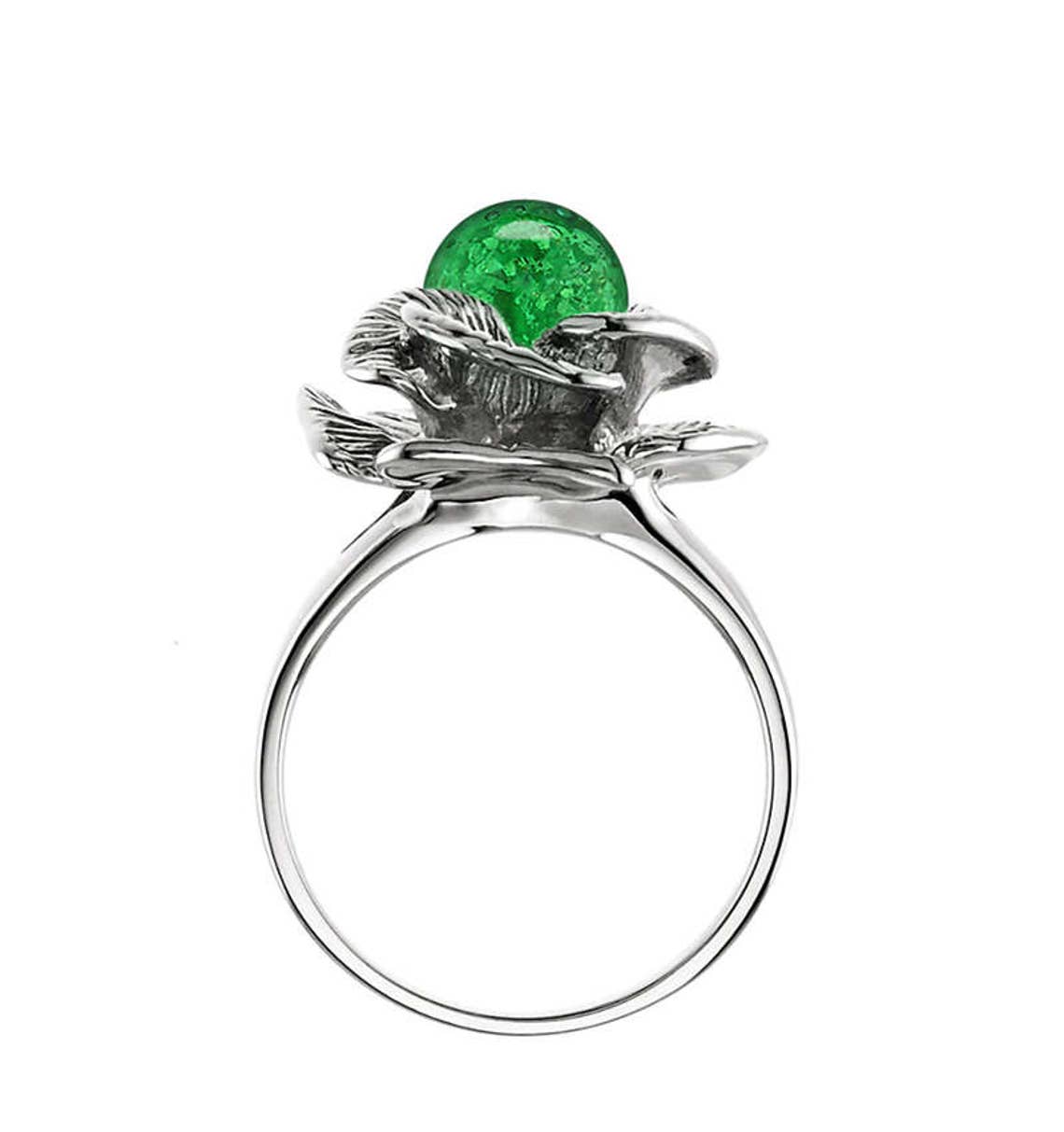 Cremation Memorial Ring Sterling Silver Textured Petal Flower Etsy