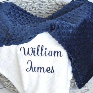 Personalized baby blanket navy white-Baby Shower gifts-Baby blanket with name-Newborn gift-Blanket for boys-Kids personalized blanket