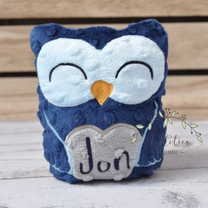 Personalized Stuffed Animal Owl-Personalized Stuffed Owl-Plush Owl-navy blue Cuddly Owl-Soft Gift for Kids-Owl Stuffed Toy-Owl Nursery