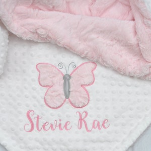 Personalized Butterfly Minky Baby Blanket-Butterfly baby blanket-Personalized Baby Minky blanket-Minky Butterfly Blanket-Girl baby blanket