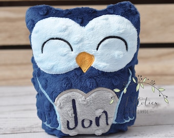 Personalized Stuffed Animal Owl-Personalized Stuffed Owl-Plush Owl-navy blue Cuddly Owl-Soft Gift for Kids-Owl Stuffed Toy-Owl Nursery