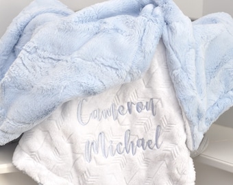 Baby blanket personalized powder blue-Boys blue blanket-Girls blue minky blanket-Pastel blue nursery-Baby shower gift-baby gift boy girls