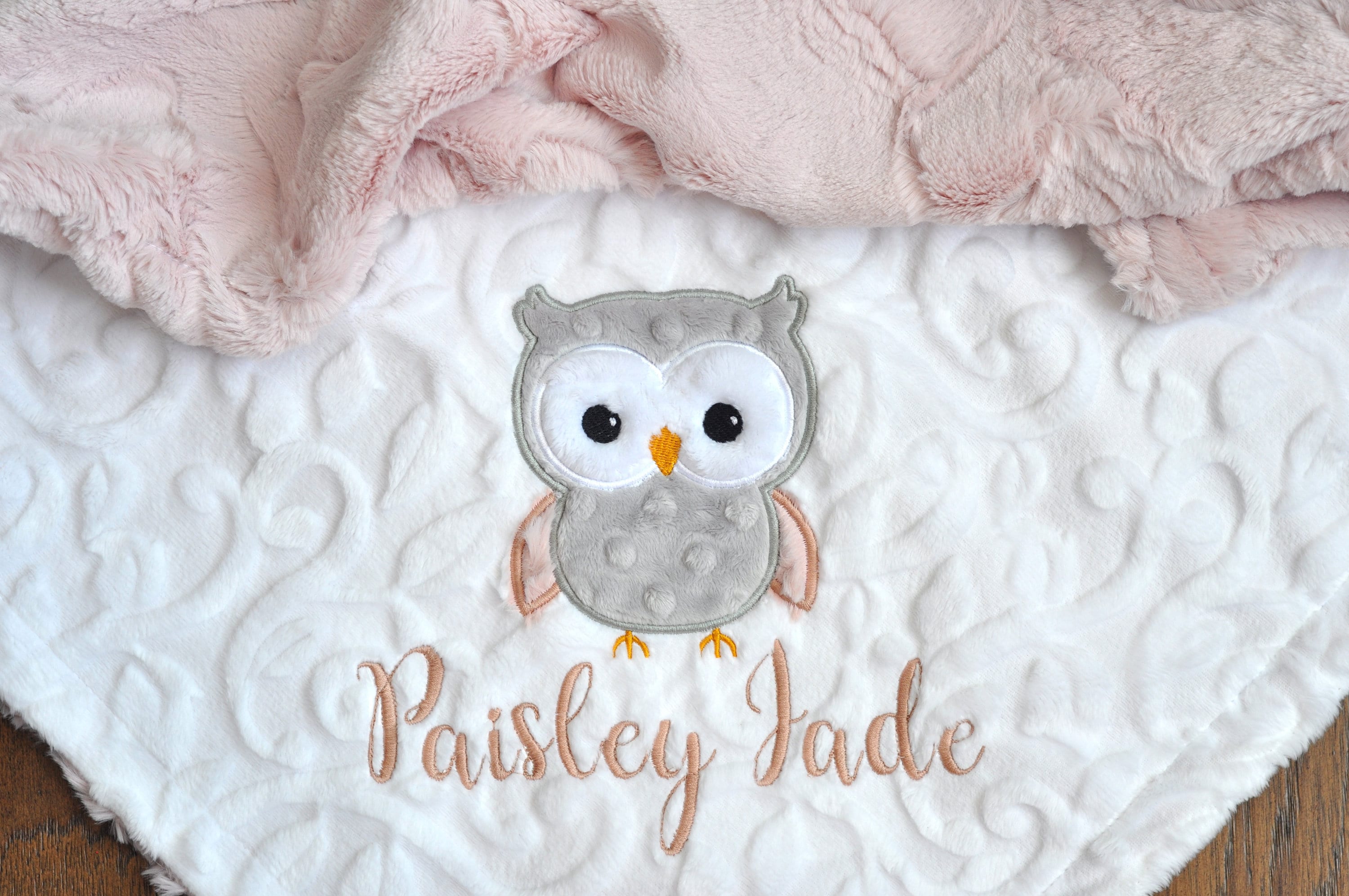 Owl Personalized Minky Baby Blanket-Owl baby blanket-Personalized Baby Minky blanket-Minky Owl Blank