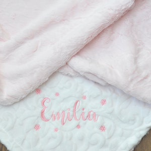 Pink Personalized Minky Baby Blanket - Baby Girl Blanket - Personalized Baby blanket - White Arrow blanket - Monogram Blanket - Newborn