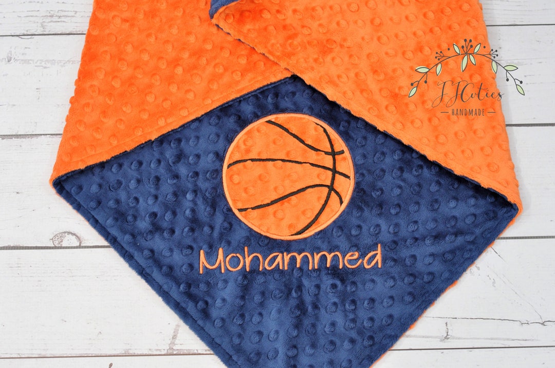 Personalized Basketball Minky Baby Blanketpersonalized Baby Etsy