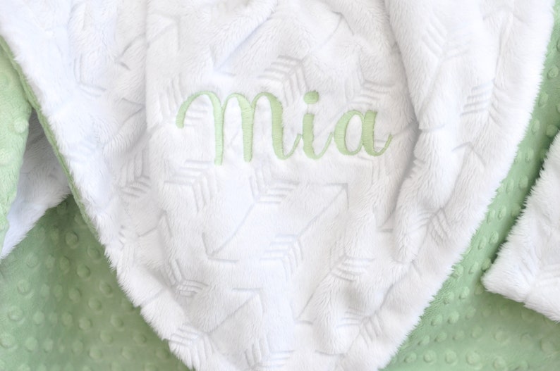 Sage Personalized Baby Blanket-Sage baby shower gift-newborn gift with name-Boys baby blanket Sage-Girls Sage blanket-Car seat blanket image 2