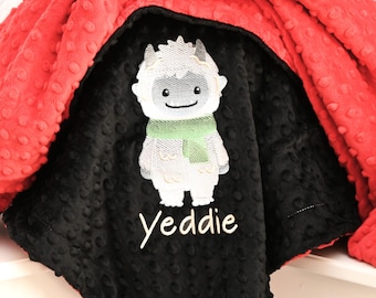 Yeti Personalized Baby blanket-baby shower gifts-newborn gift-baby boy or girl blanket yeti-black and red blanket-yeti theme nursery