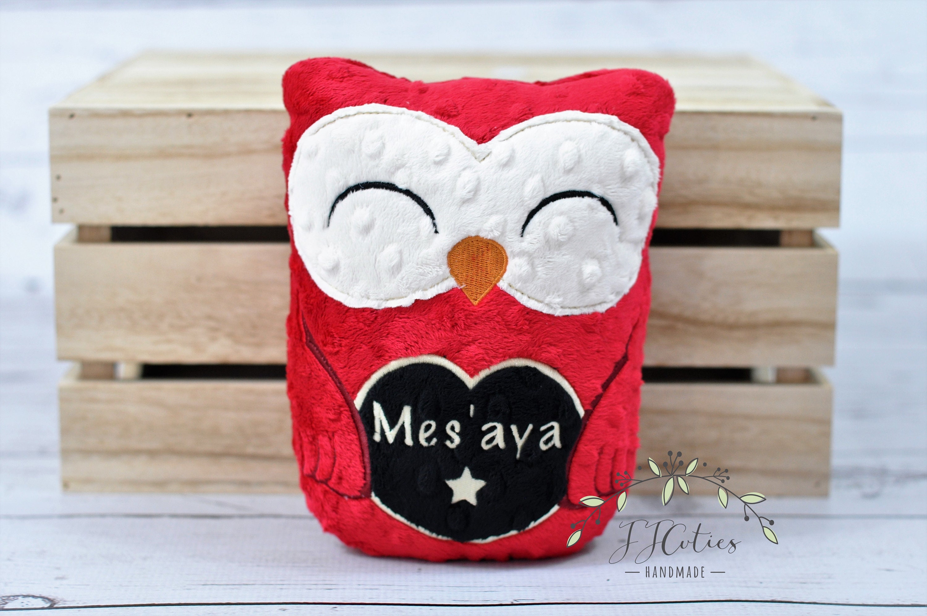 Valentine Gift Personalized Stuffed Animal-Personalized Stuffed Owl-Plush Owl-Red owl-Cuddly Owl-Sof