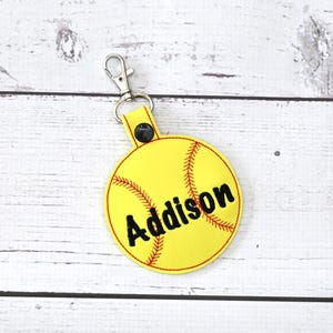 Personalized softball bag tag, Softball name tag, Softball backpack tag, Custom Softball keychain, Softball Team gift, Softball coach gift