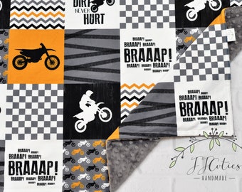 Dirt Bike Baby blanket-Motocross Personalized Minky Baby Blanket-Motorcross Minky Baby Blanket-Motocycle Baby Boy Girl Blanket Nursery
