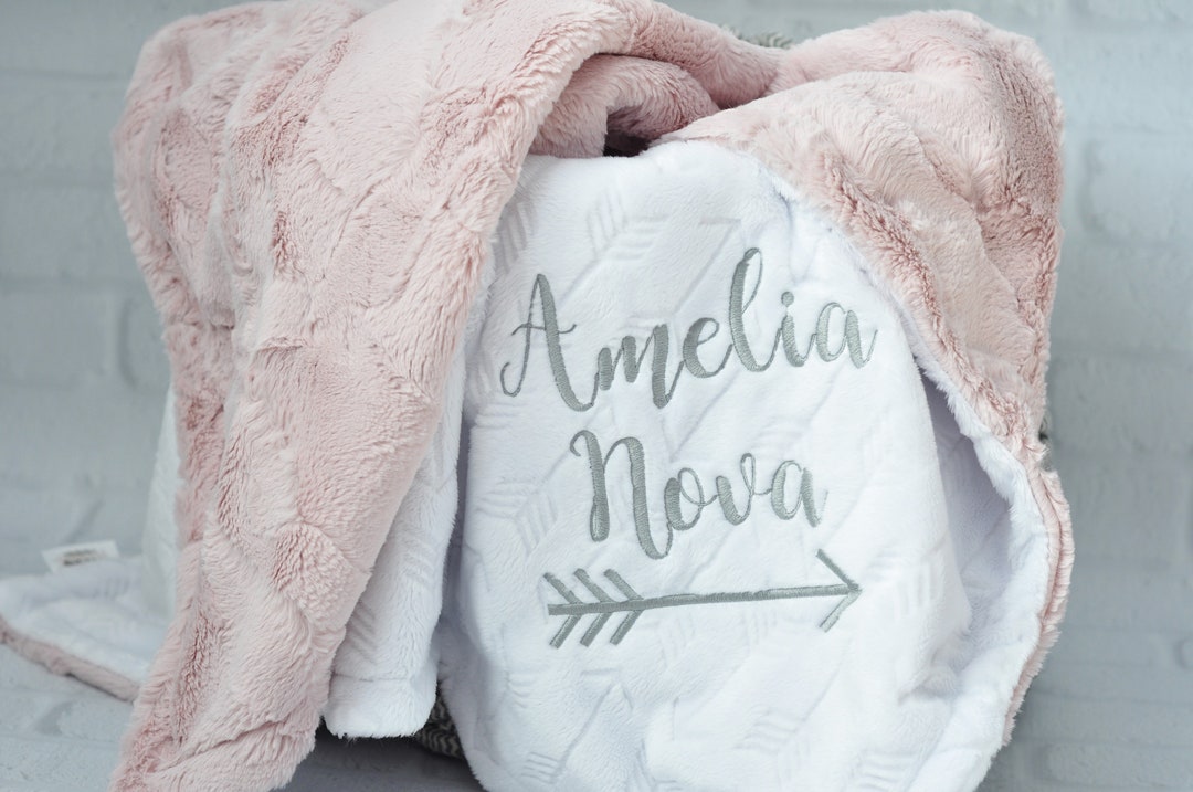 Personalized Baby Blanket-personalized White Gray Minky Crib Blanket ...