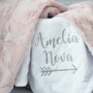 Personalized Baby blanket-Personalized White gray Minky crib blanket-Arrow baby blanket-Baby blanket Girl-Personalized Baby Blanket Boy Girl