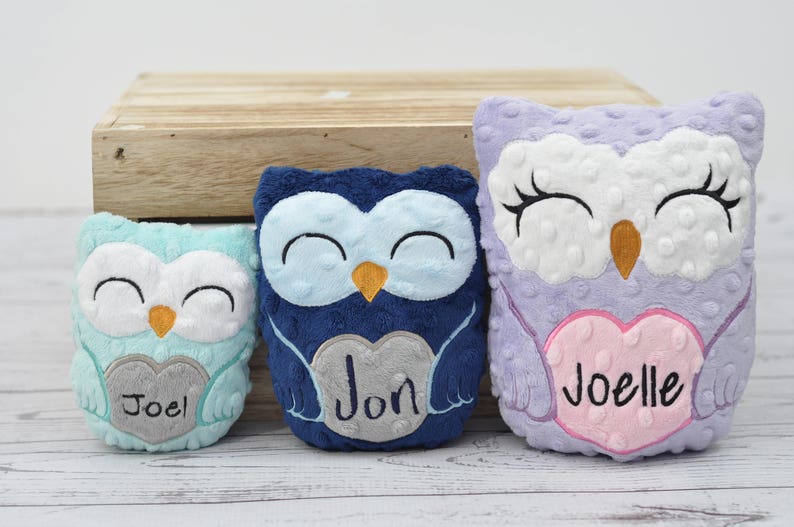 Personalized Owl Stuffed Animal Owl-Personalized Stuffed Owl-Plush Owl-Aqua-Turquoise-Gray-Cuddly Owl-Owl Stuffed Toy-Owl Nursery image 5