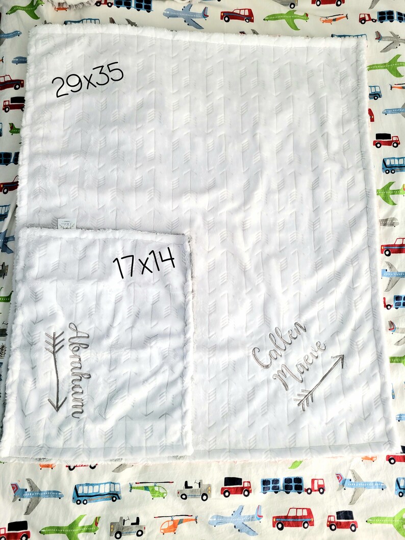 Personalized Baby Blanketpersonalized White Gray Minky Crib Etsy
