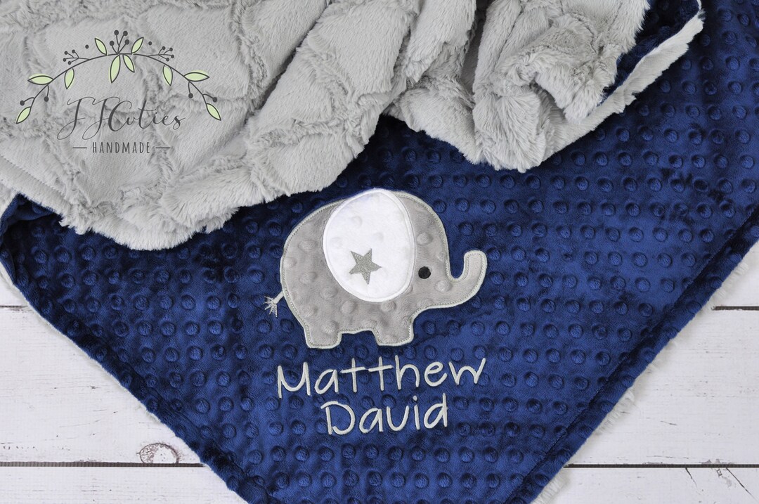 Personalized Elephant Minky Baby Blanketelephant Baby Blanket