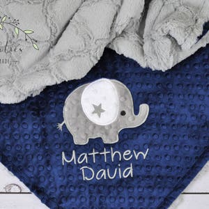 Personalized Elephant Minky Baby Blanket-Elephant baby blanket-Personalized Baby Minky blanket-Minky Elephant Blanket-Boy Girl baby blanket
