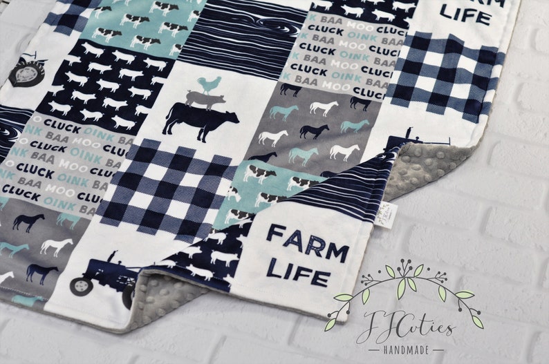 Farm Life Minky Baby Blanketpersonalized Farm Animal Etsy