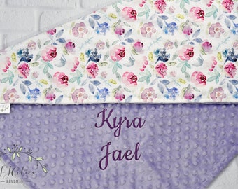 Minky Erwachsenen Decke personalisierte Erwachsenen Blumen Decke-Lavendel lila Minky werfen Decke-Adult Minky Decke-Adult Coral Teal Decke