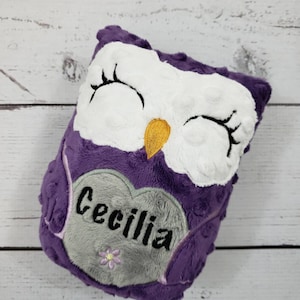 Personalized Owl Stuffed Animal Owl-Personalized Stuffed Owl-Plush Owl-Purple-Amethyst-Gray-Cuddly Owl-Owl Stuffed Toy-Owl Nursery
