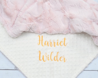 Baby Girl blanket Personalized Minky baby blanket- Gold Baby minky blanket-Rose gold minky blanket-Rose gold personalized baby girl blanket