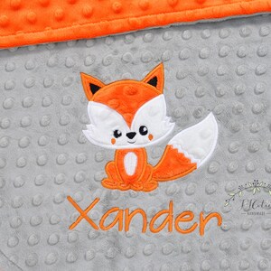 Fox Baby Blanket-Personalized baby blanket-Fox Woodland Minky Baby Blanket Personalized-Boy Girl Fox Blanket-Woodland Fox Nursery Blanket image 3