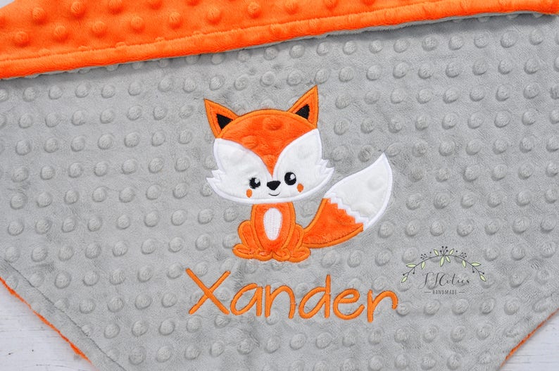 Fox Baby Blanket-Personalized baby blanket-Fox Woodland Minky Baby Blanket Personalized-Boy Girl Fox Blanket-Woodland Fox Nursery Blanket image 3