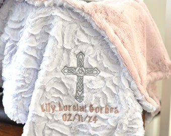 Christening gifts personalized-Baptism Gift for girls-Christening Blanket Baptism-Gift from Godmother Grandma-Christian Gifts Kids