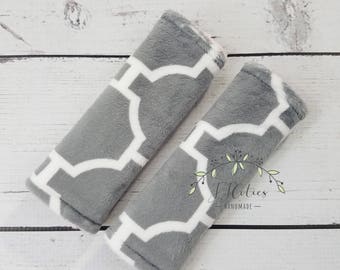 Car seat strap Cover Baby Geometic-car seat neck strap-stroller seat straps-reversible seat strap-infant  Gray Grey car seat strap