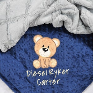 Baby boy Blanket-Teddy Bear Personalized baby blanket-Bear Minky blanket-Boy Girl Minky Teddy Bear Blanket-Bear boy Blanket-Bear Nursery