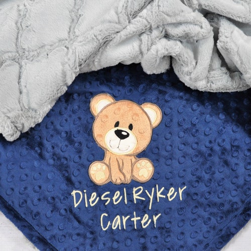 Bear Blanket Baby Boy Teddy Bear Blanket Bear Personalized Etsy
