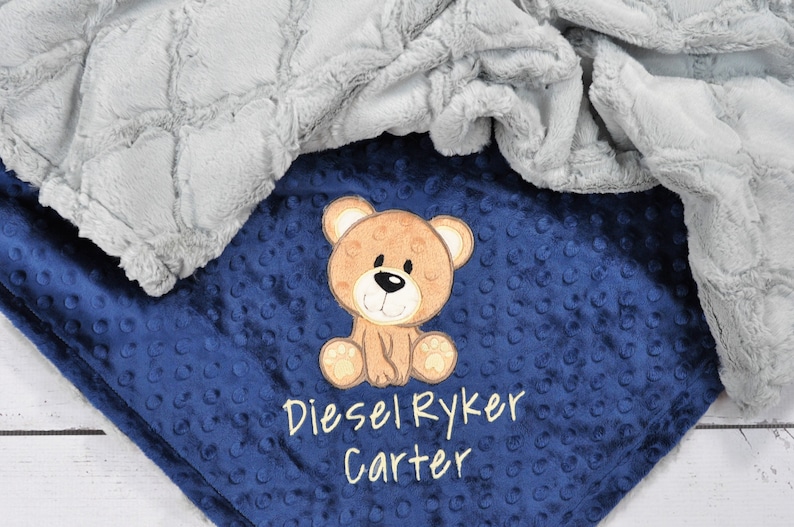 Baby Boy Blanket-teddy Bear Personalized Baby Blanket-bear - Etsy