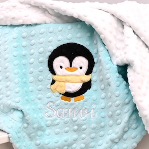 Pinguin Babydecke personalisierte Babydecke Geschenk, Pinguin Babydecke Mädchen, Jungen Pinguin Babygeschenk, Babypartygeschenk-Pinguin Thema
