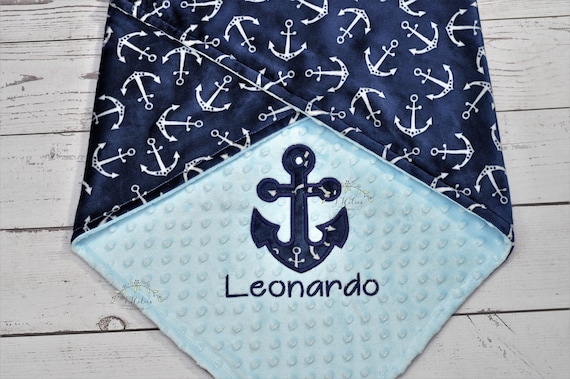 Personalized Baby Minky Blanket -Anchor Minky Baby Blanket-Anchor Blanket-Nautical Minky Blanket-Anchor baby Blanket-Anchor boy baby blanket