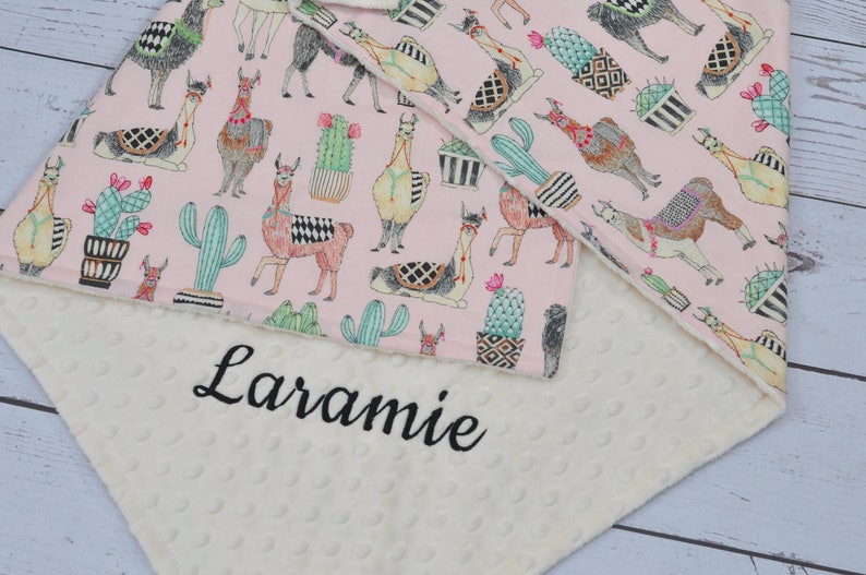 Personalized Minky Baby Blanket Baby Llama Minky Blanket Etsy