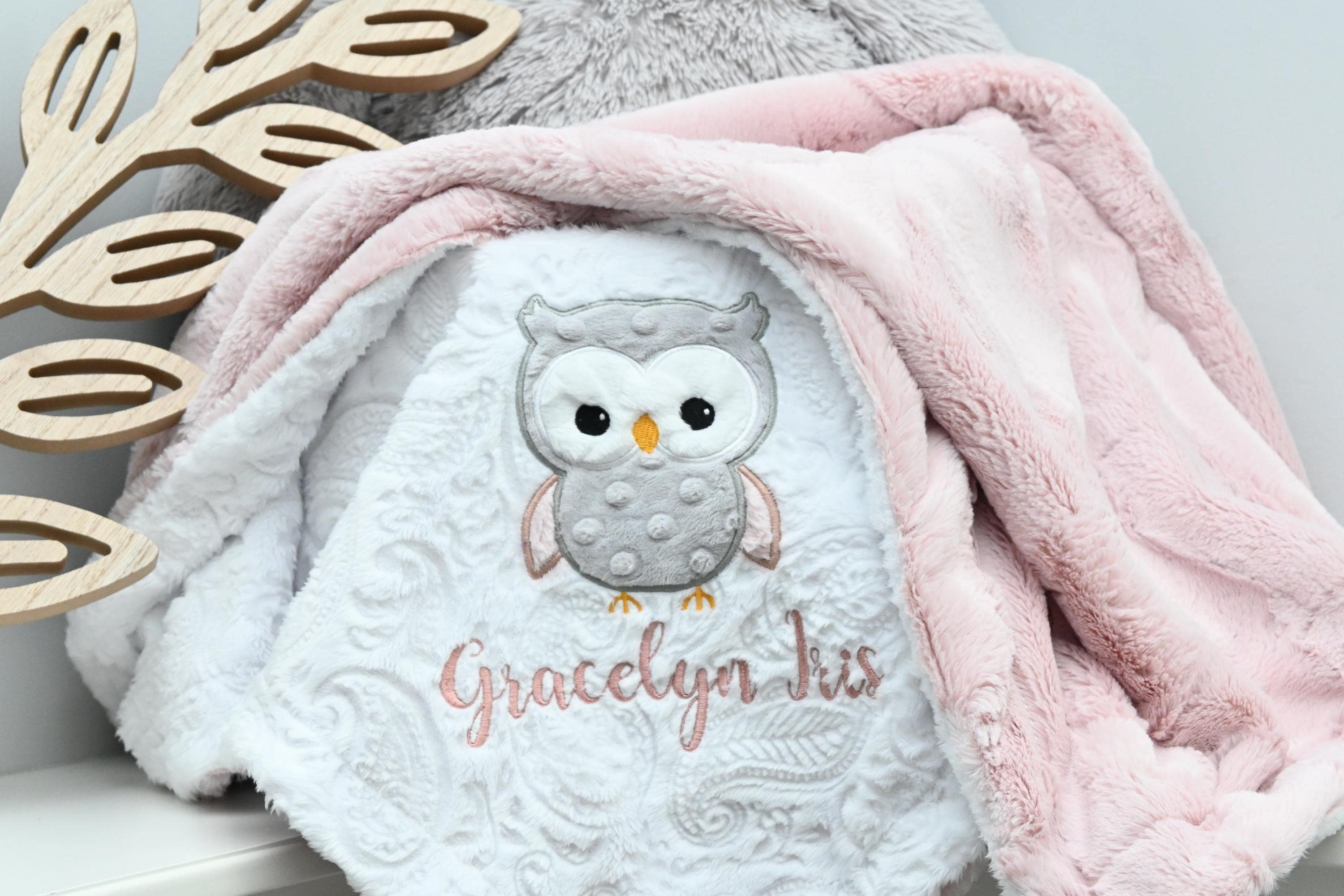 Owl Personalized Minky Baby Blanket-Owl baby blanket-Personalized Baby Minky blanket-Minky Owl Blank