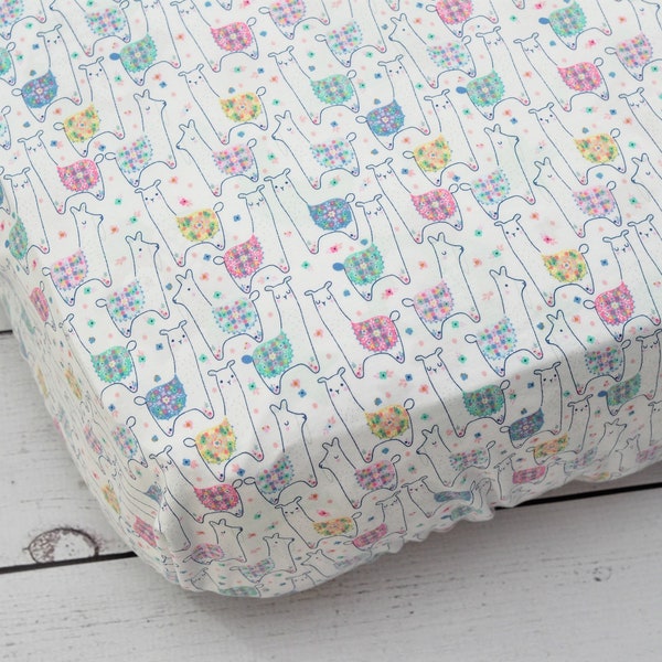 Fitted Crib Sheet-Llama baby Crib Sheets-Baby girl Crib Bedding-Llama Nursery Bedding-Neutral Baby Nursery Bedding-Llama Changing Pad Cover