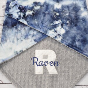 Indigo Navy Personalized Baby Blanket-Personalized Indigo Tie Dye Baby Blanket Girl Boy-Navy Bedding-Navy Nursery-Minky baby blanket Boy