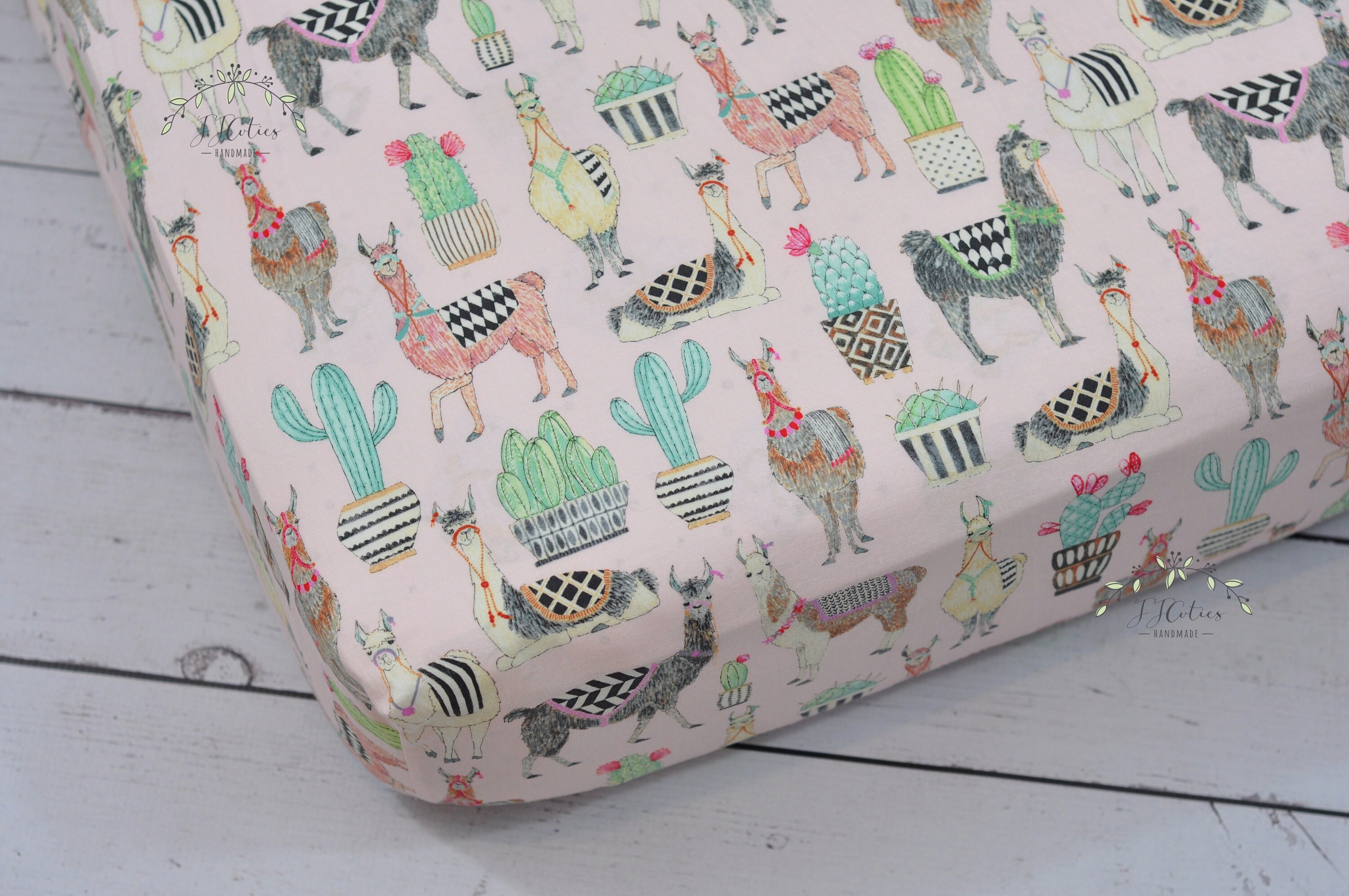 Fitted Crib SheetPink Cactus Llama Crib SheetsBaby Girl Crib Etsy