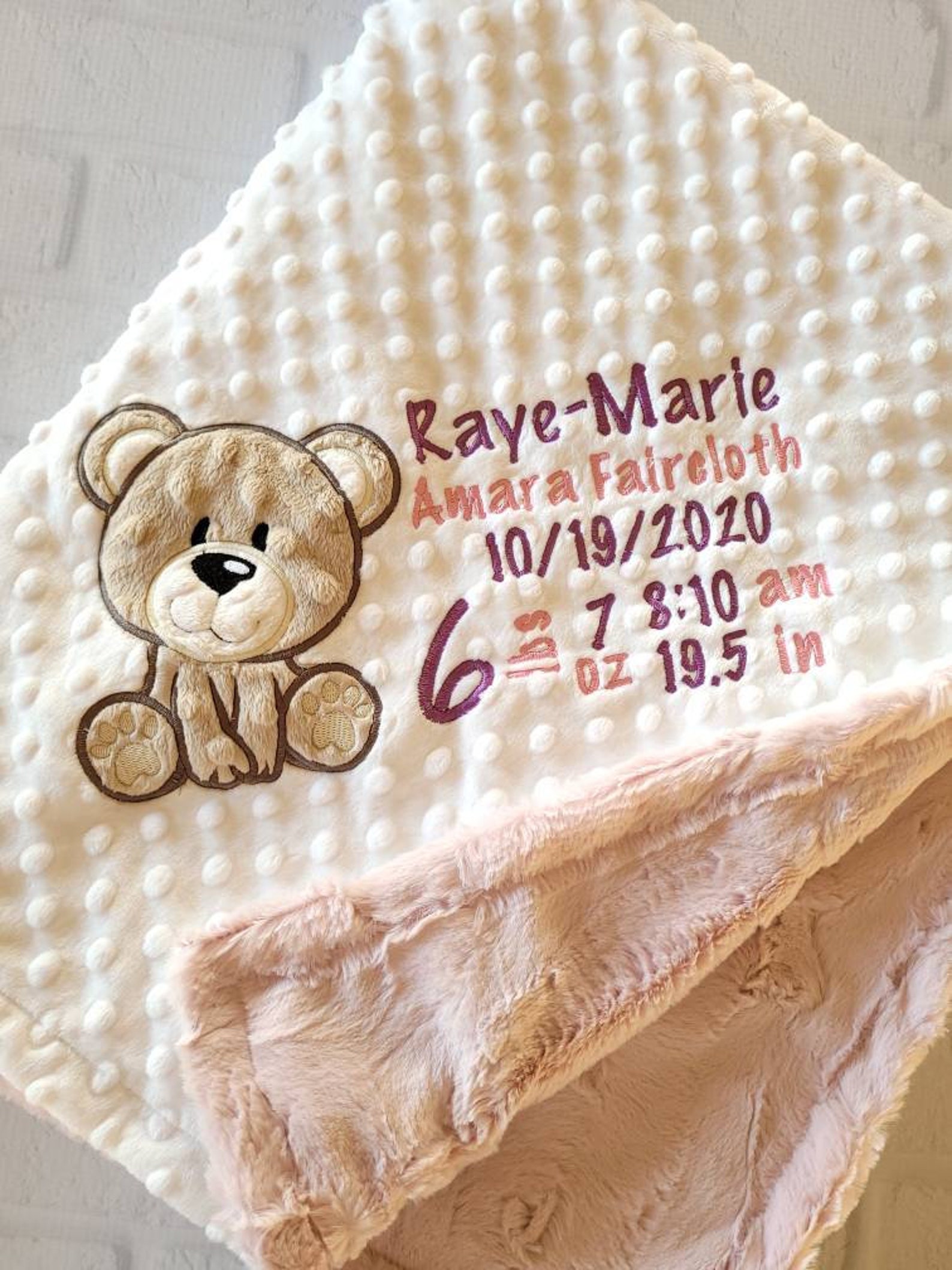 Personalized Baby Blanket Bearbirth Stat Blanket Etsy