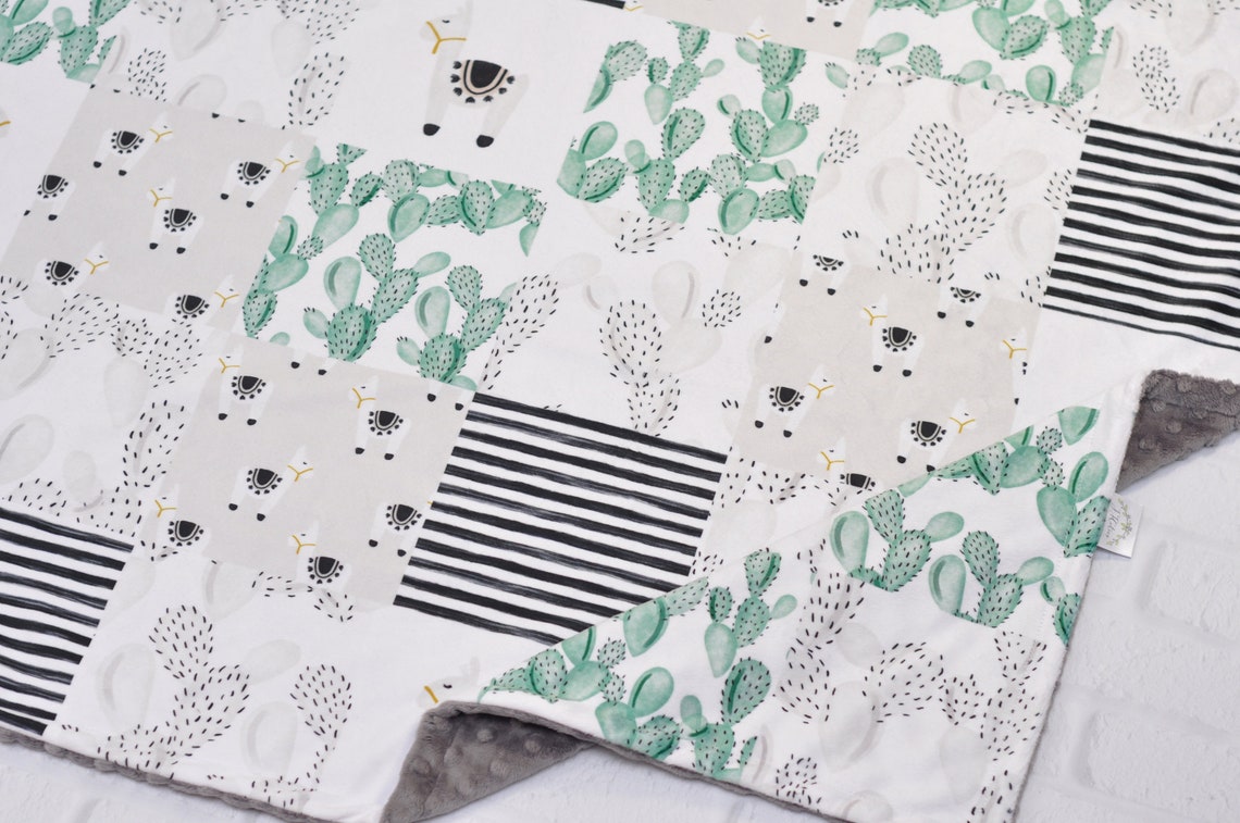 Llama Baby Blanket Personalized Baby Blanket Cactusllama Etsy