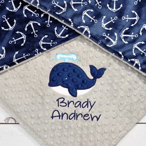 Personalized Baby Blanket-Anchor Minky Baby Blanket-Anchor Nautical Blanket-Whale Minky Blanket-Anchor baby Blanket-Whale baby blanket